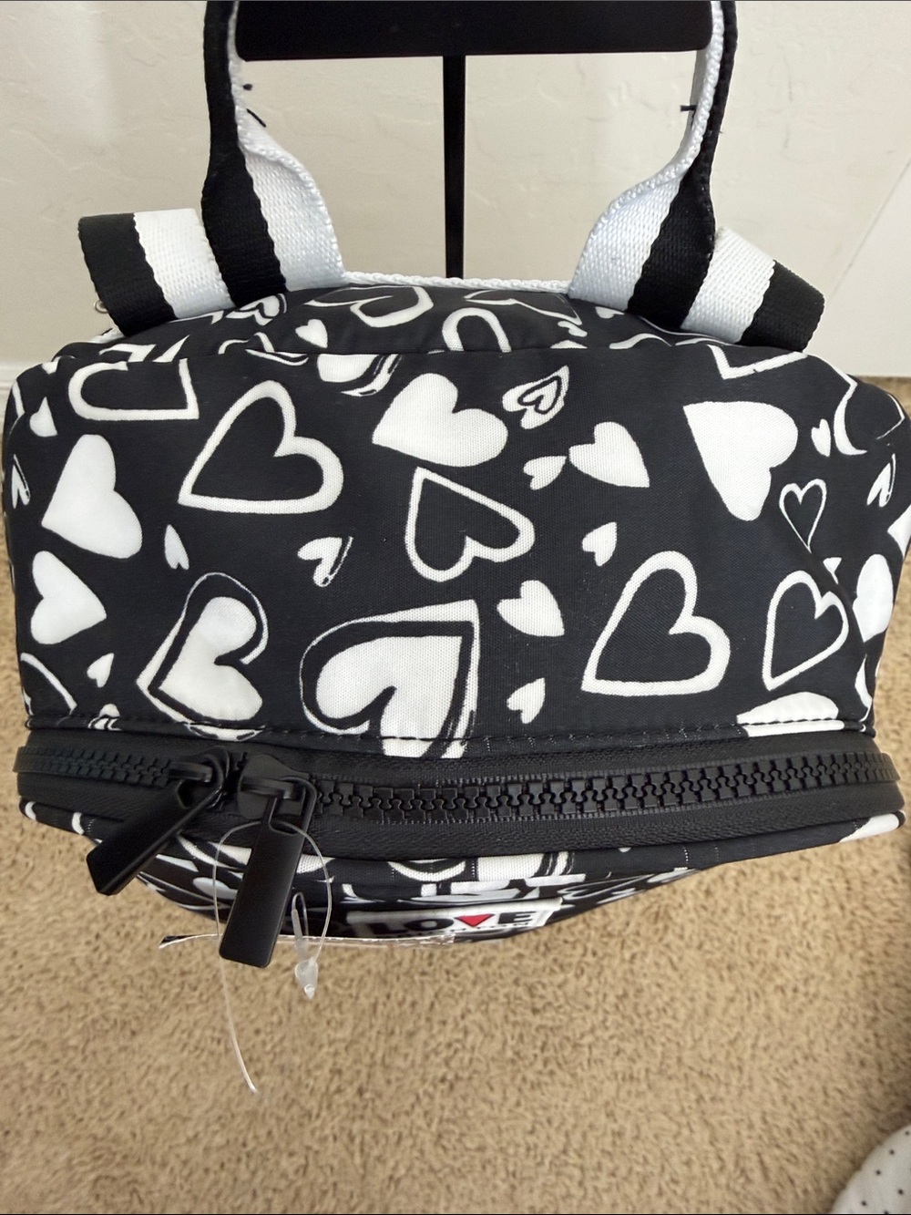 Brighton Endless Love Heart Nylon Backpack Black White Retail $150 NWT - Picture 4 of 5